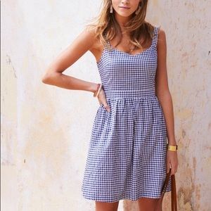 Sezane Austin tie back dress in blue gingham